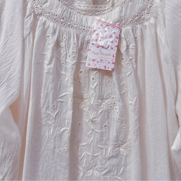 Free People Faraway Fields Embroidered Boho Raglan-Sleeve Top In Ivory NWT - Picture 8 of 16